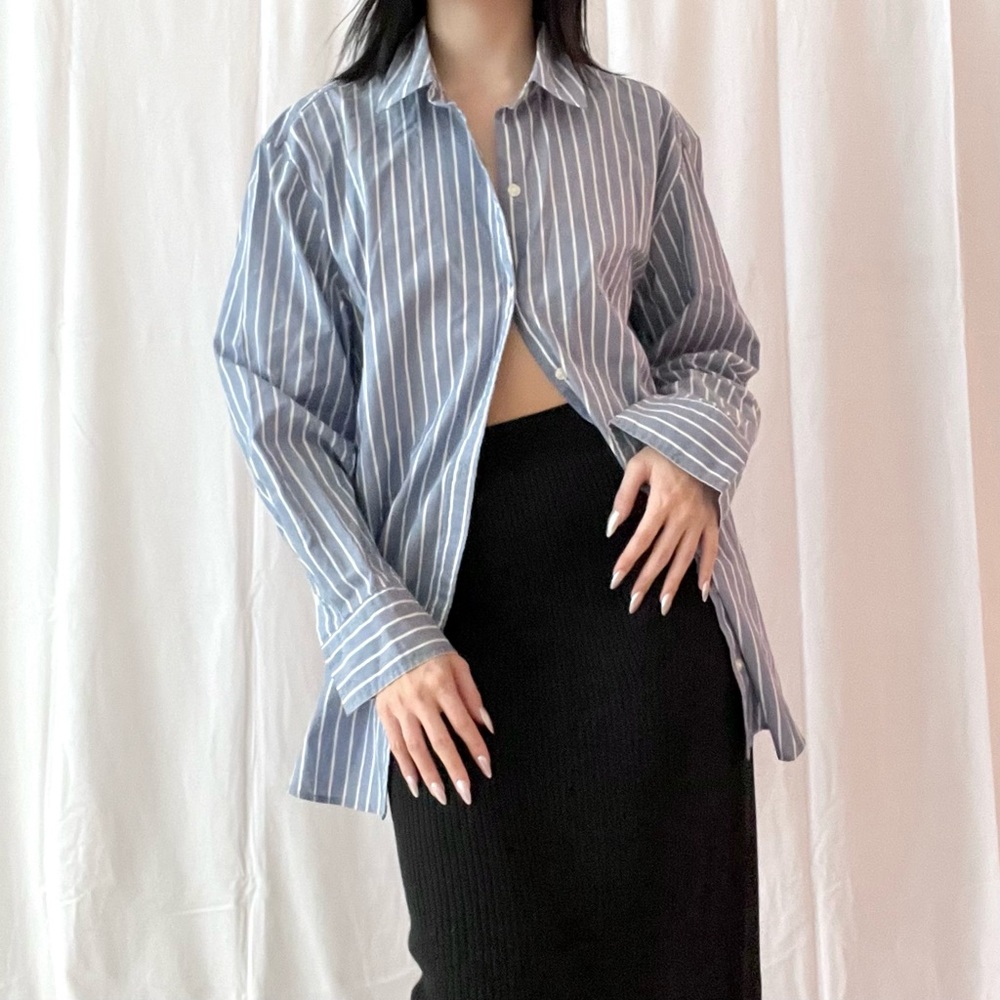 Abercrombie & Fitch oversized pinstriped button down
